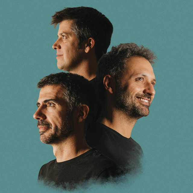 Cartell dels amics de les arts. Composició dels tres bustos dels integrants del grup