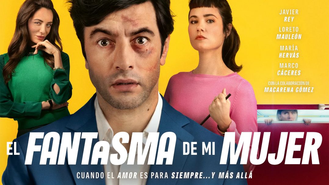 Poster of "El fantasma de mi mujer" a man between two women