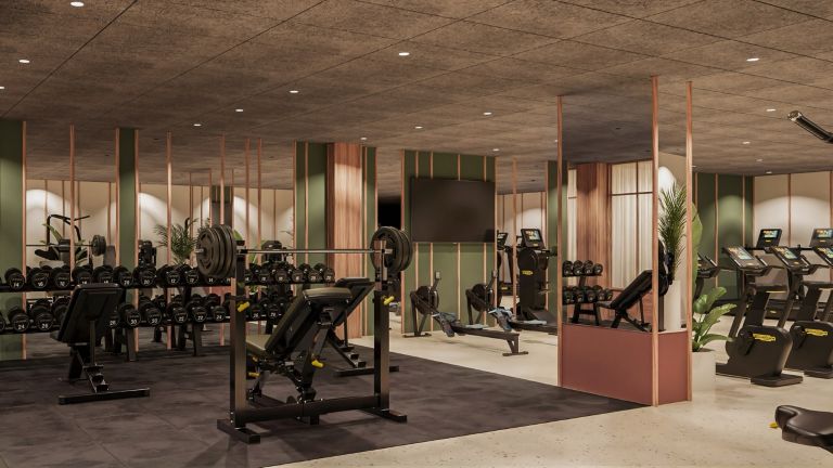 Gimnàs buit amb màquines de musculació i cardio